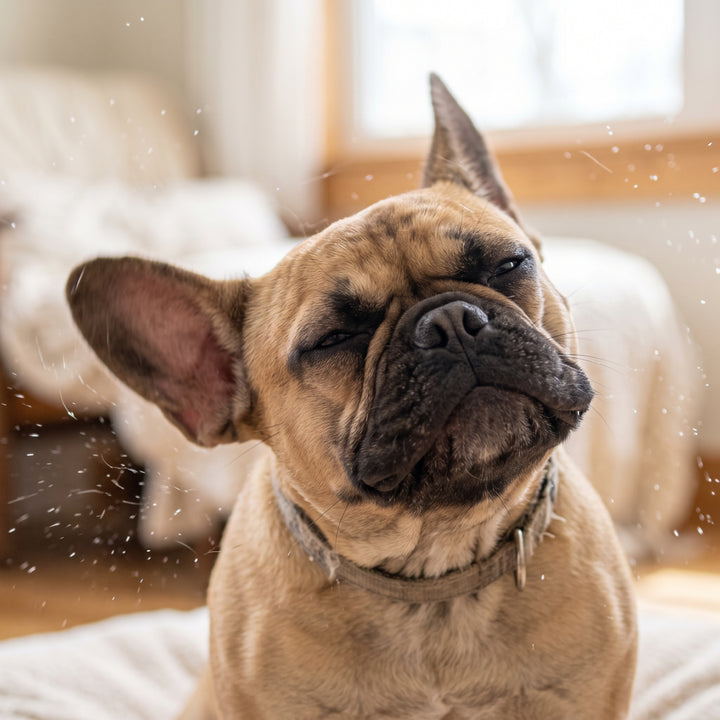 Dog shaking its head, ears flapping